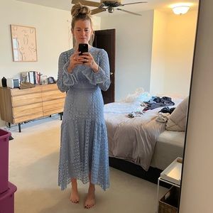 Worn Once ML Monique Lhuillier Fit & Flare Lace Midi Dress, SZ 4